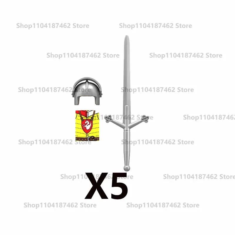 Medieval Knight Army Set with Green Dragon and Wolf Warrior Building Blocks