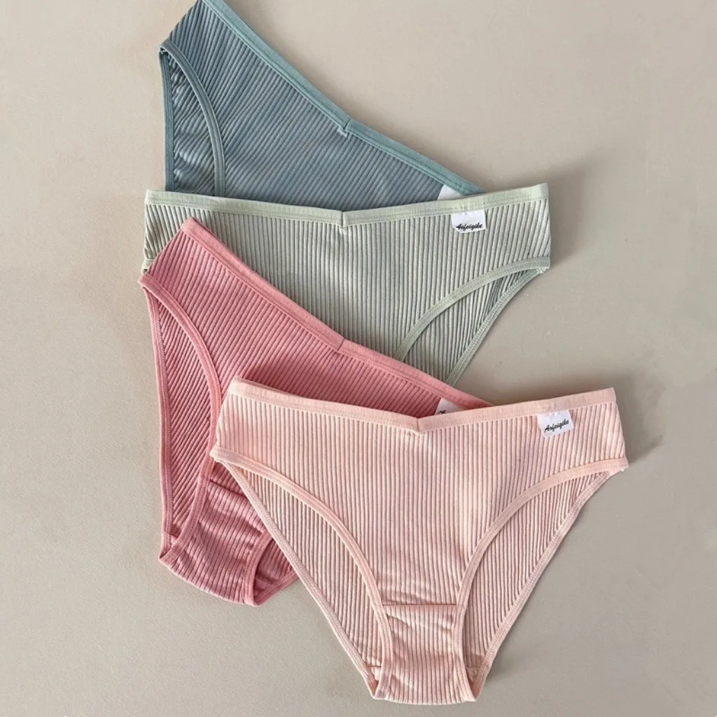 4 Cotton Underwear for Woman Antibacterial Seamless Panty Comfortable Breathable Deep V Plus Size Panties S-XXL 4