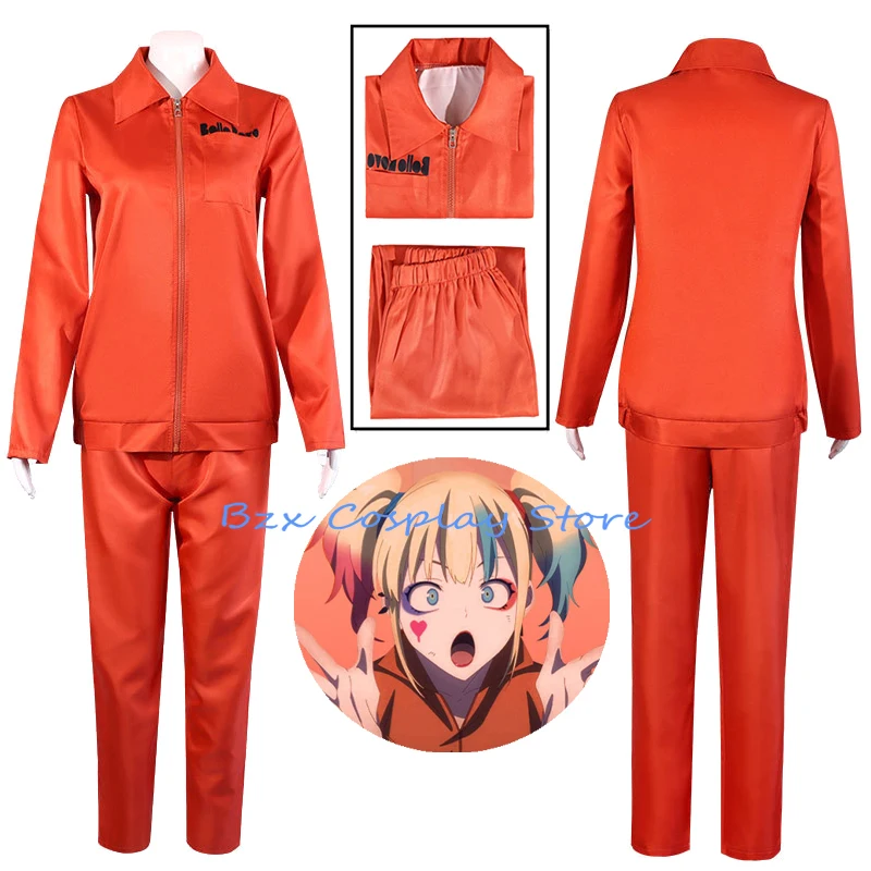 

Clown 2 Cosplay Anime Costume Women Orange Outfit Party Roleplay Prisoner Uniform for Woman Men