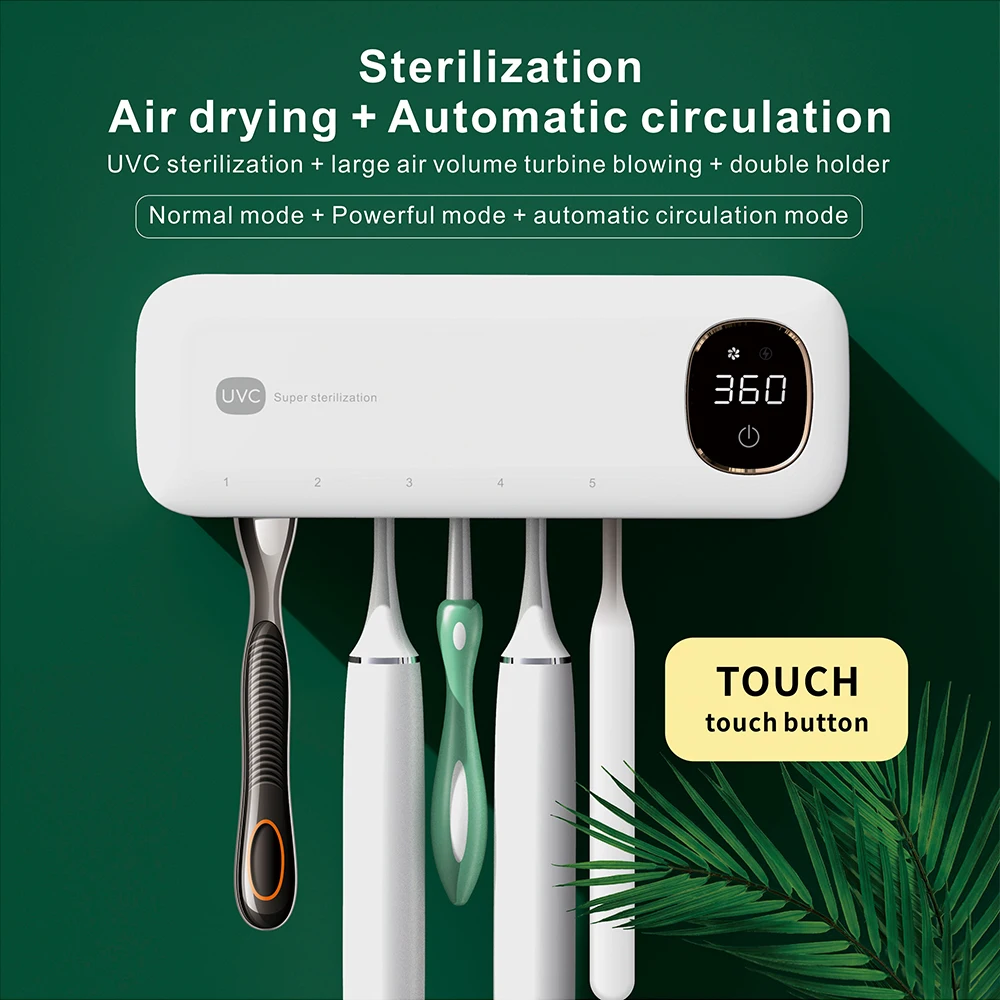 

Electric UV Toothbrush Sterilizer 2in1 Air Dry Sterilizing Toothbrush Holder Quick Dry for Toothbrushes Shaver With LED Display