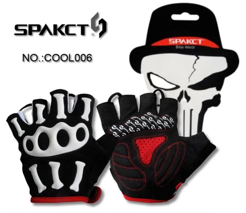 Men's Skeleton Silicone Gel Paded Bicycle Half Finger Gloves Road Bike MTB Gloves Cycling Short Finger