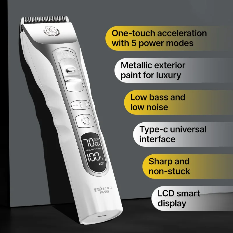 Fenice Professional Dog Grooming Machine Low-noise Clipper 5000mA Capacity Cordless LCD Screen Electronic Rechargeable Shaver