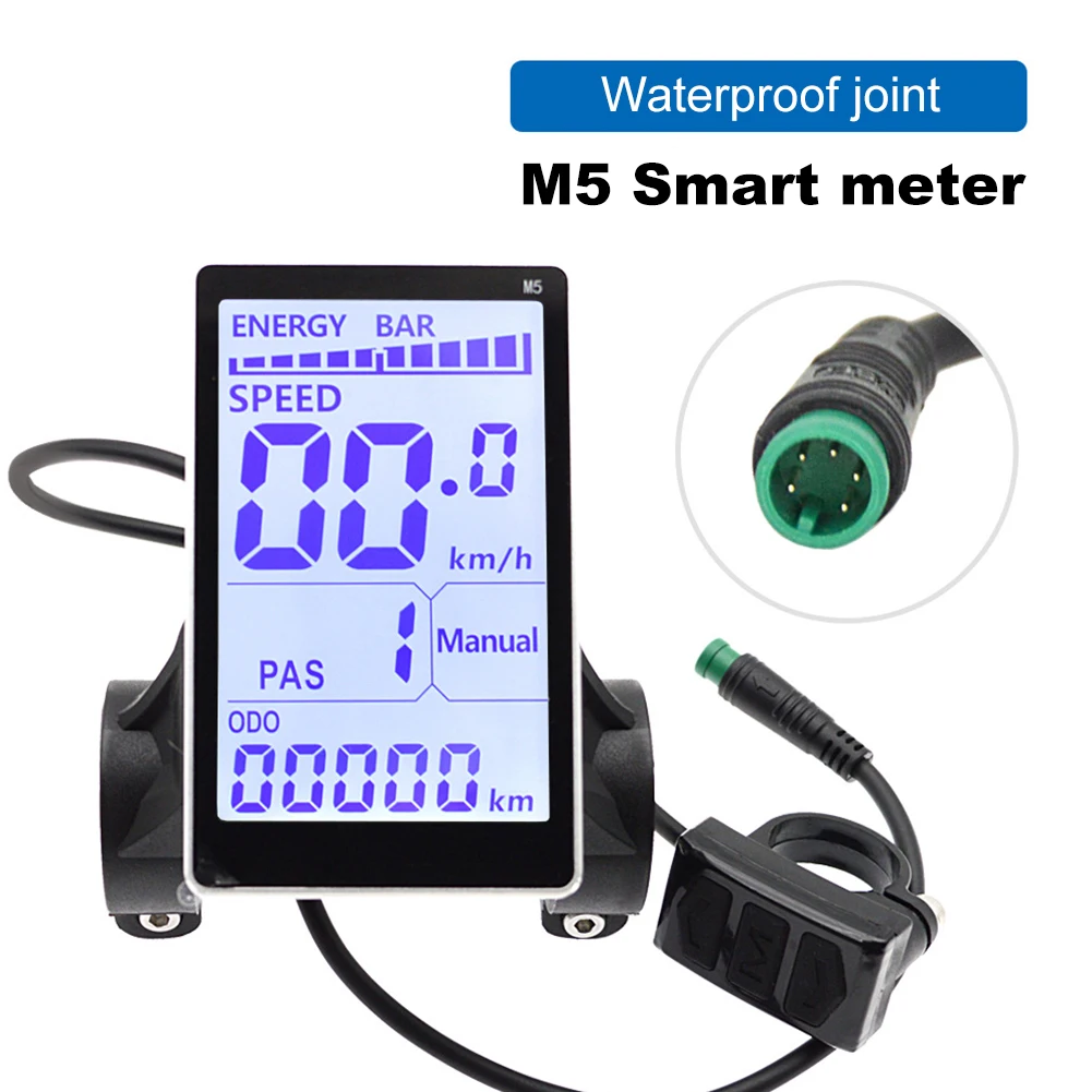 Electric Bike LCD Display Screen 24-48V E Scooter M5 Panel Screen Electric Bicycle LCD Display Meter for Mountain Electric Bike