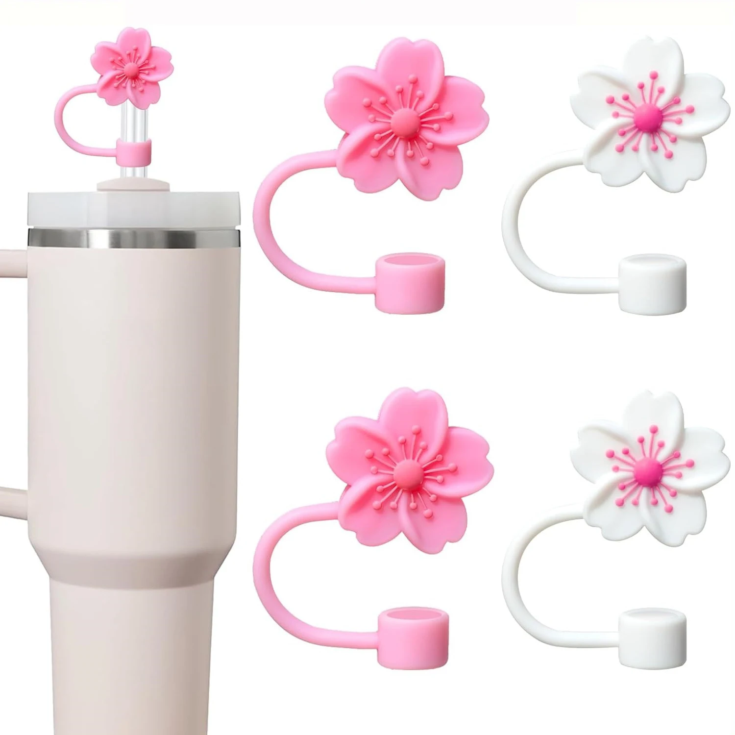 Straw Covers Flower Silicone Water Glass Bottle Shape Drinking Dust Cap Tips Accessory