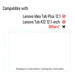 Premium Full HD Tempered Glass Screen Protector for 12.1 Tablets - Scratch Proof 2 - Pack (2 - Idea Tab Plus 12.1)