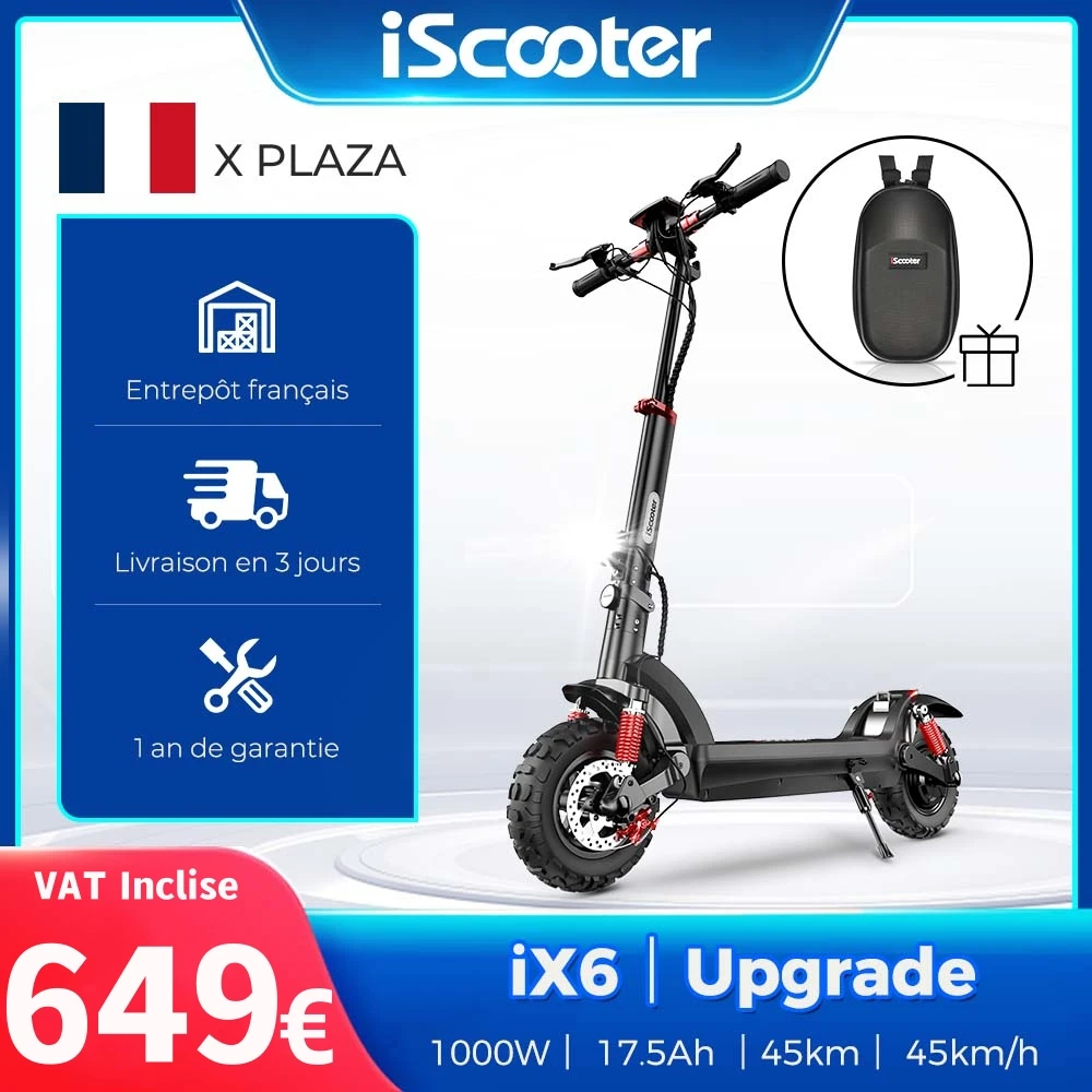 iScooter iX6 Electric Scooter 1000W 17.5Ah 45km/h Powerful Scooter for