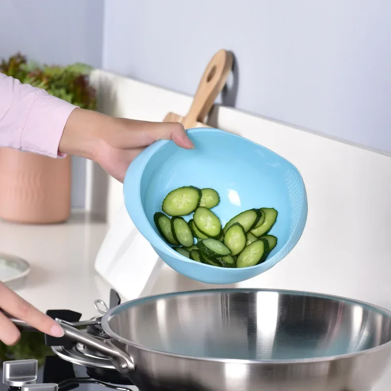 1PC-Silicone Colander Rice Bowl Drain Basket Fruit Bowl Washing Drain Basket with Handle Washing Home Kitchen Organizer