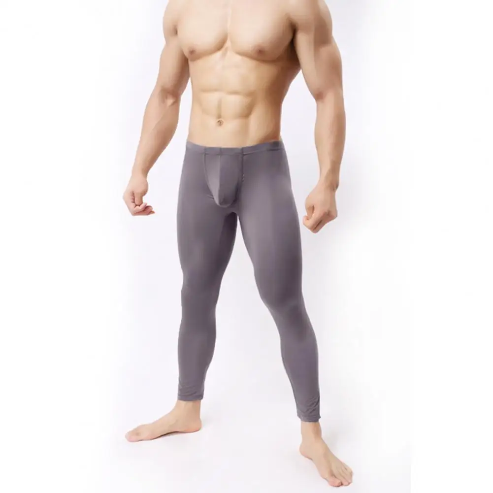 

Tight-fitting Men Trousers Men's Ultrathin U Pouch Long Johns Leggings High Elasticity Soft Lounge Pants for Home Sheer