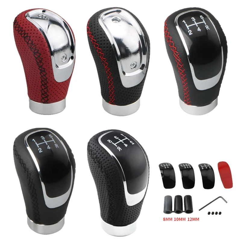 Pomo De Palanca De Cambios Para Opel Insignia A 2008-2017 - Cuero Negro, Detalles Cromados, Para Transmisiones Manuales De 5/6 Velocidades