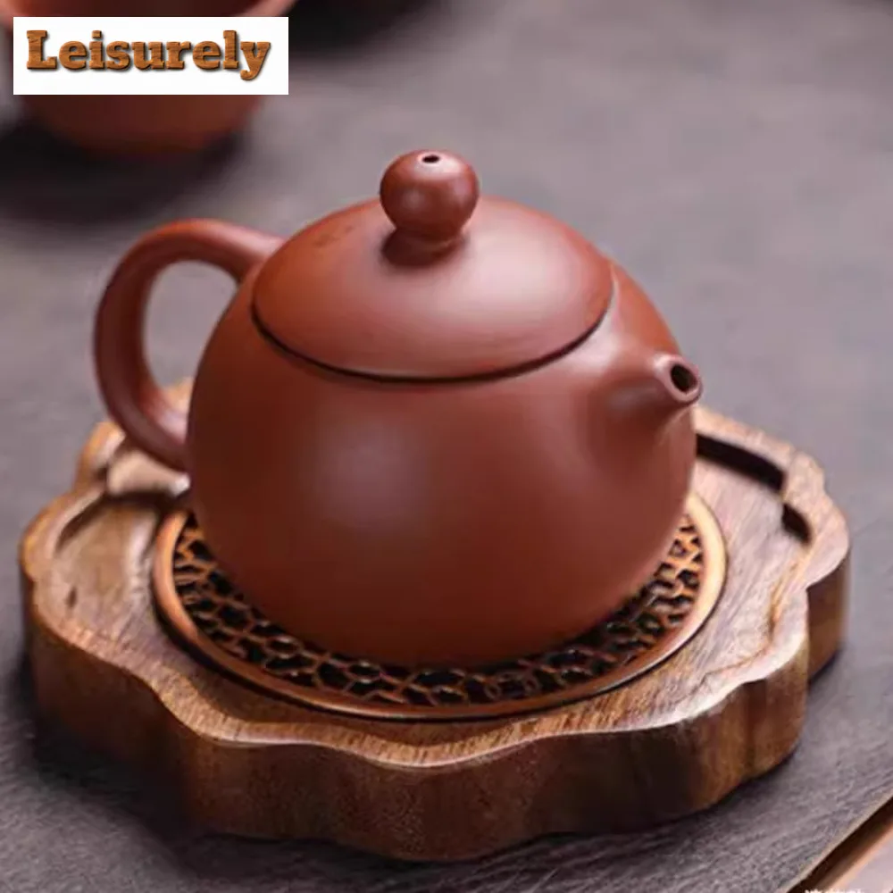 Retro Square Walnut Tea Tray Teapot Solid Wood Pot Bearing Holder Office Coffee Teapot Holder Cups Base Tea Ceremony Accessories