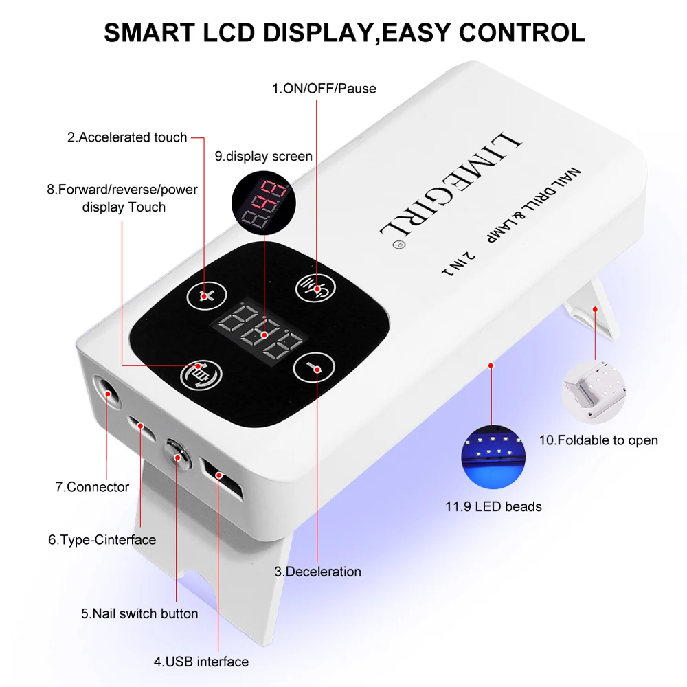 Portable Electric Nail Drill Rig Display Nail Grinder Professional Polish Grinder Accessories Salon Equipment