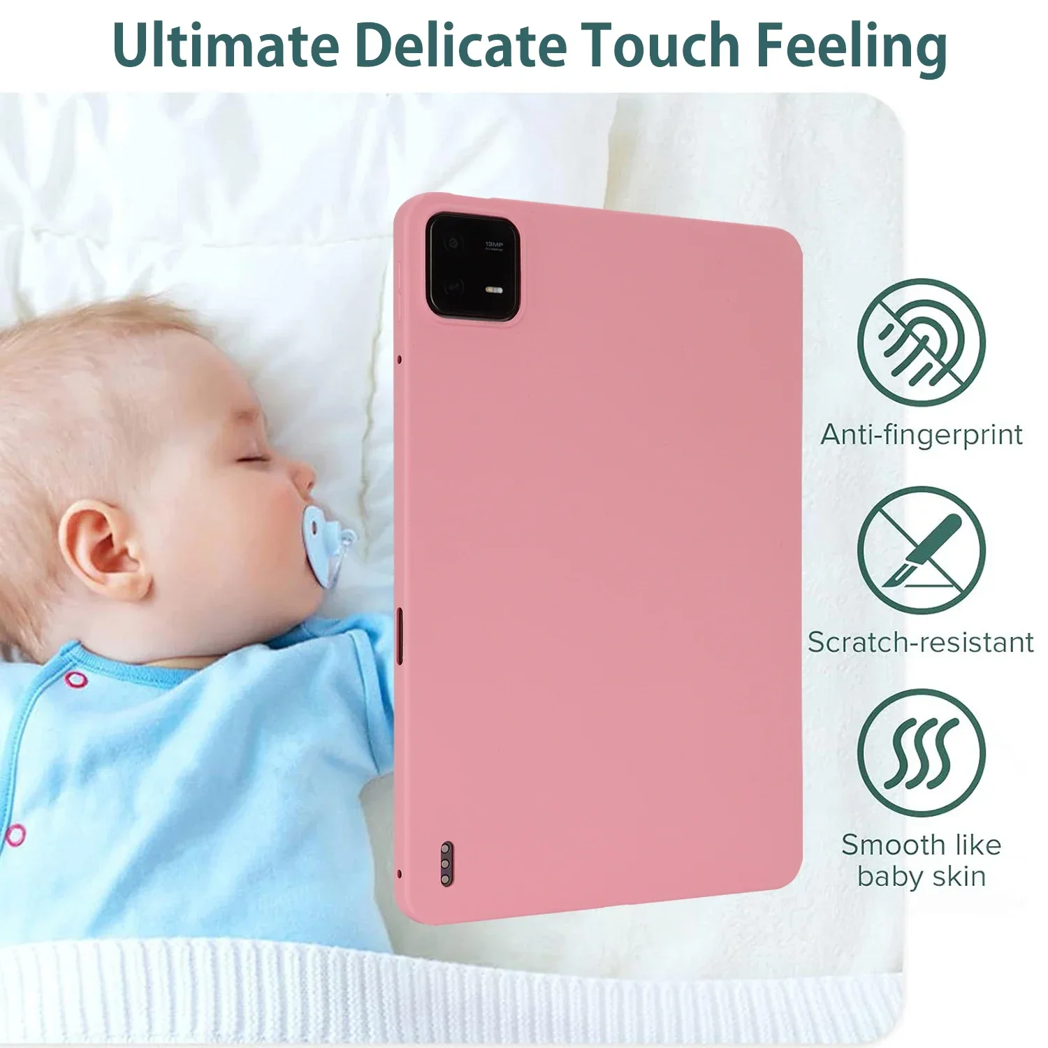 Soft Silicone Shockproof Back Cover for Tablets - Skin-Feel Design, Thin and Lightweight