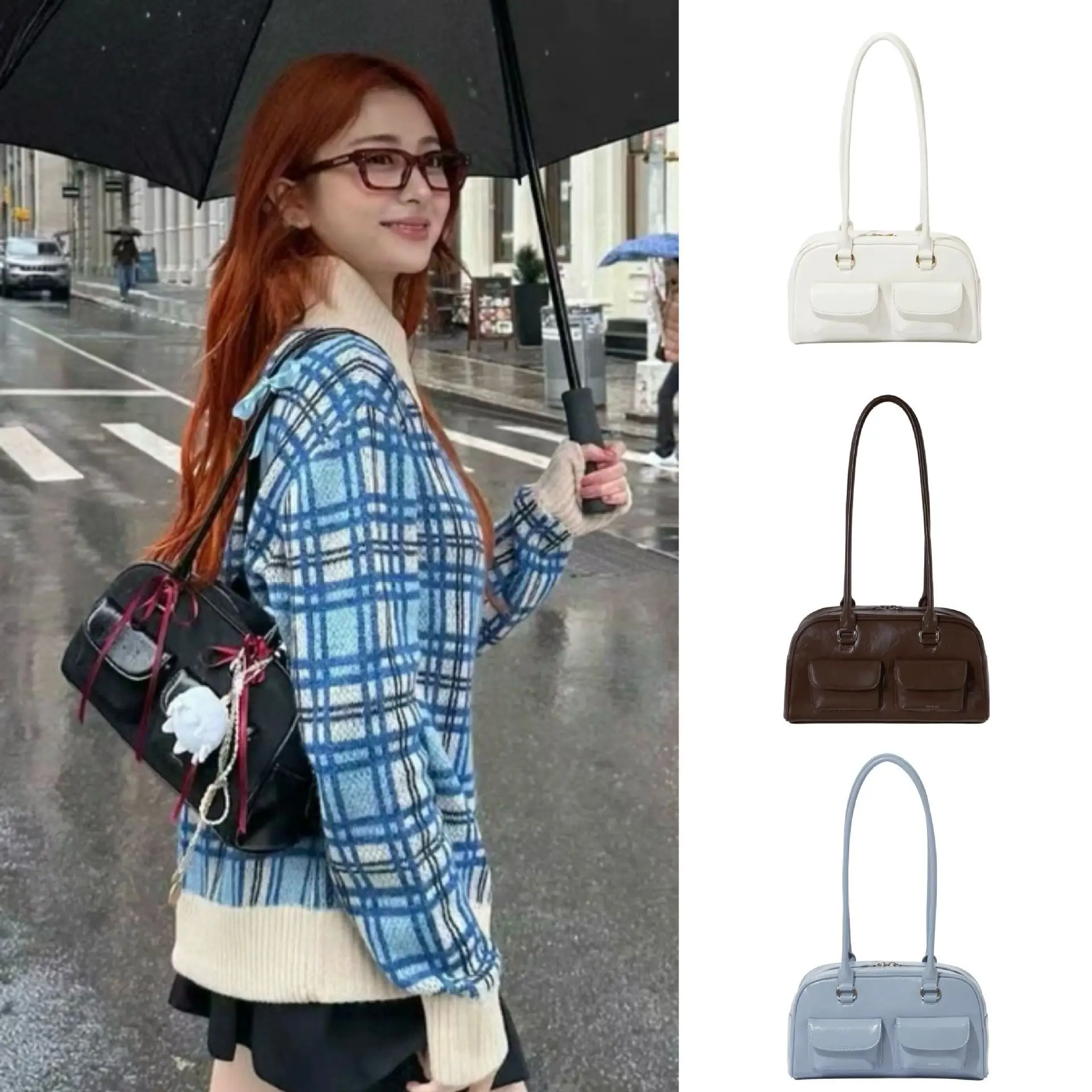 Stand Oil Chubby Bag Xu Yunzhen Same Style Bowling Bag Korean Designer Fashion Brand Women Handbag Minimalist Lady Underarm Bag