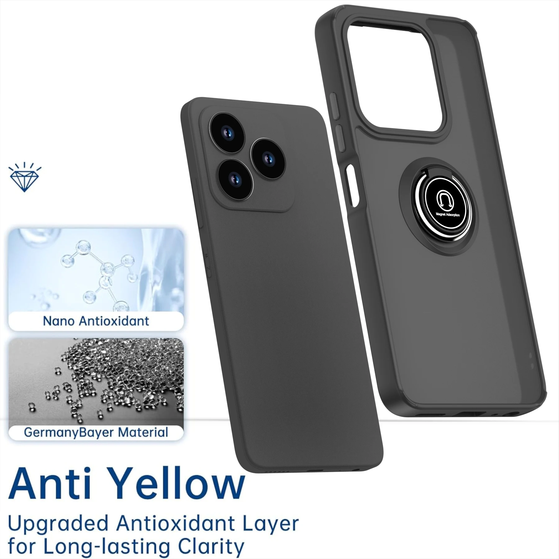 Matte Finish Phone Case with Ring Bracket and Stylish Design