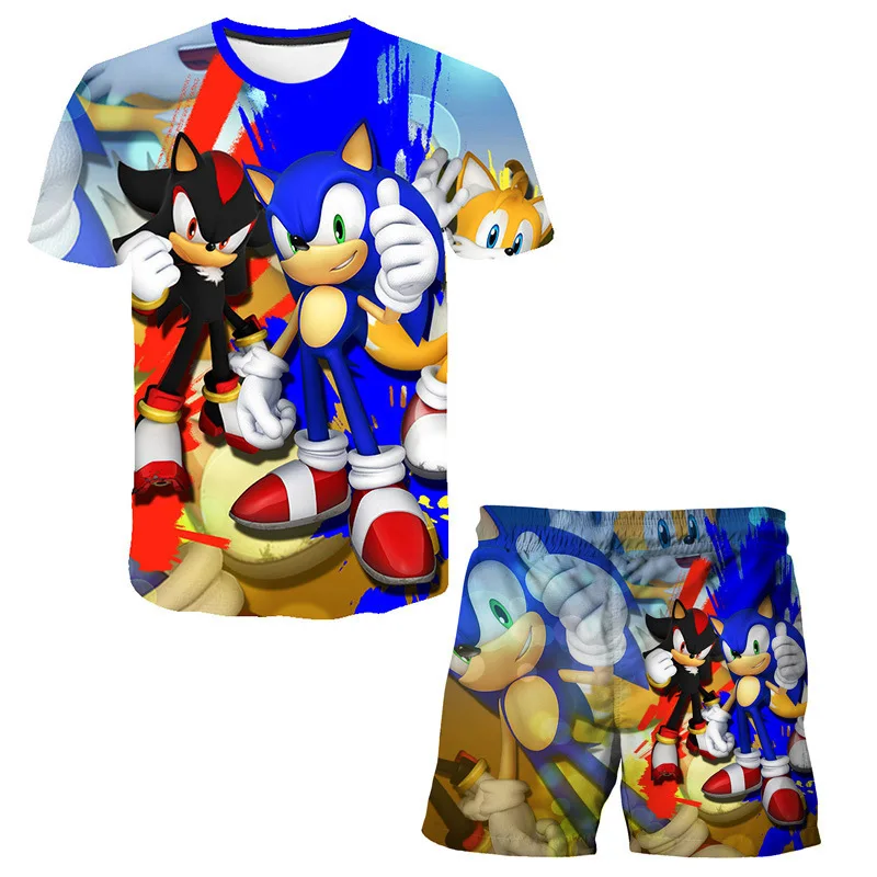 Meninos e meninas Tshirt Verão 3-13t Sonic Suit Meninos 3d Imprimir Sonic  Crianças Short-sleeved T-shirts Terno Padrão - AliExpress