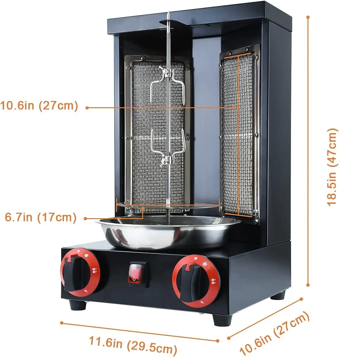 Shawarma Machine Countertop Rotisserie Grill Kebab Vertical Rotisserie Propane Turkish Chicken Doner Kebab Broiler wih 2 Burners 3
