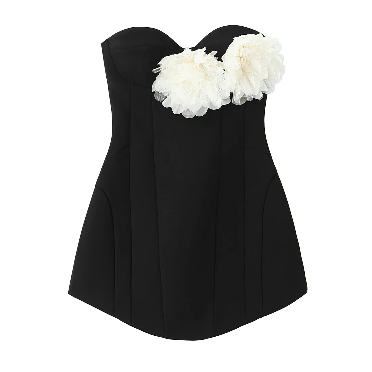 HH Frau Sexy Backless Mini Kleid Solide Liebsten Blume Dekoration Zipper Weiblichen Frühling Neue Mode Ärmellose Kleider Trendy – Detail 2