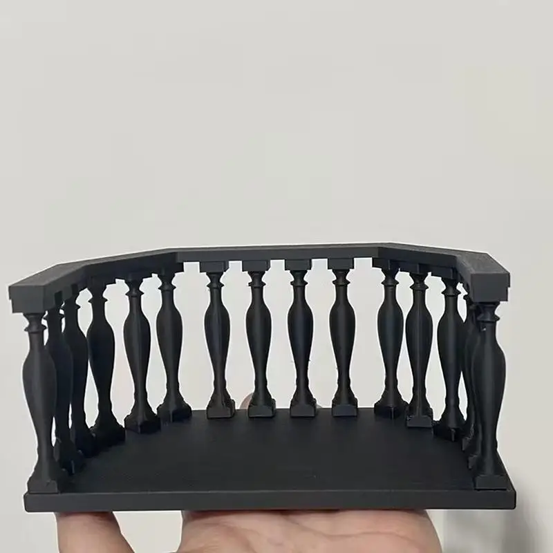 European-Style Miniature Dollhouse Balcony with Railing