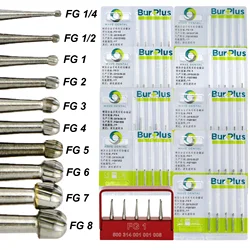 10 Pcs WAVE Dental Operative Carbide Round Bur Friction Grip Drill FG 1/4 - 8