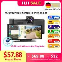 ESSGOO 10.26 "sans fil CarPlay et Android Auto Dash Cam ADAS 4K DVR Bluetooth Audio AUX GPS Navigation tableau de bord enregistreur vidéo 1