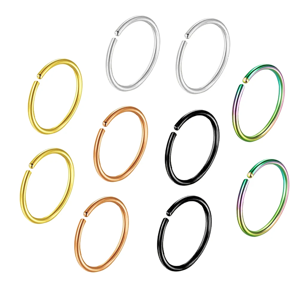 

Stainless Steel Hoop Nose Ring Cartilage septum nose piercing tragus hoop earrings for women men 6 8 10mm 20g