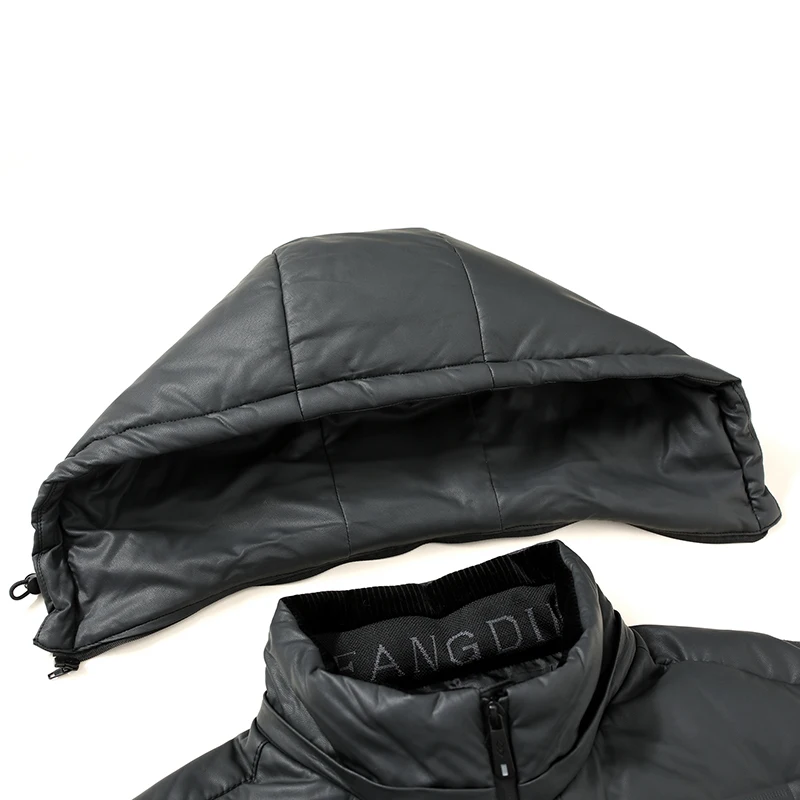 Men Duck Down Jackets Winter Outwear Solid Color Hat Detachable Warm Puffer Coats Windproof Loose Padded