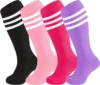 Kids Soccer Socks Three Stripes Knee High Socks Cotton Sports Socks Toddler Boys Girls Uniform Tube Socks 2