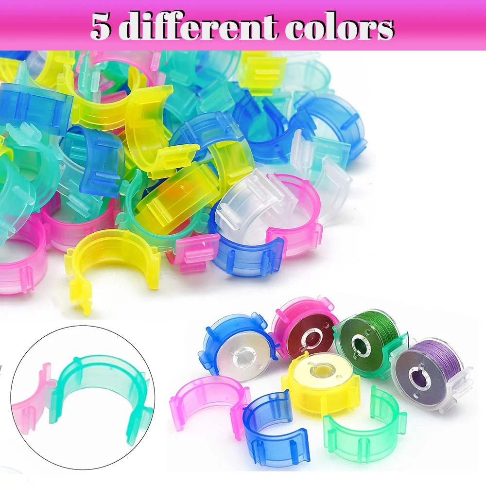 100pcs 플라스틱 보빈 클립 스레드 잠금 기능이있는 바느질 스풀 클립은 모든 인기있는 스풀 크기에 적합 바느질 부품 및 도구