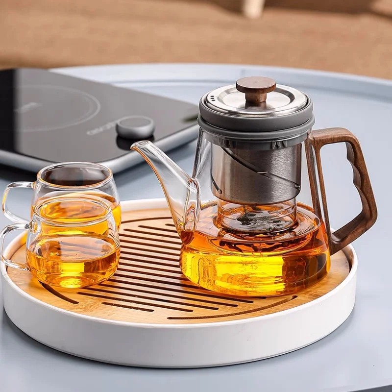 Top Pot Elegant Cup Tea Separation Lift Bubble Teapot Full Glass Office Electric Ceramic Stove Tea Maker Set Infuser Teaware