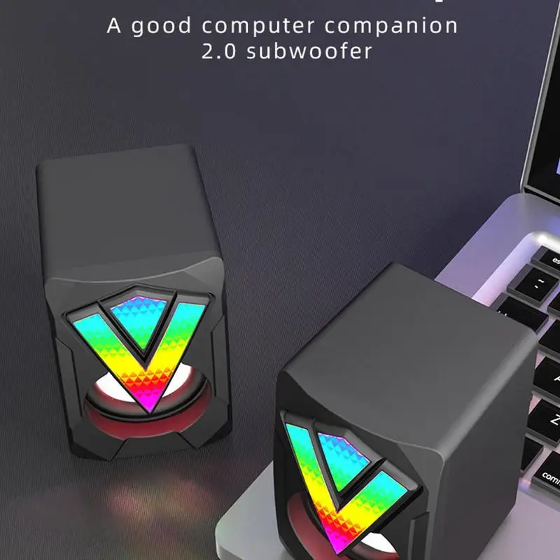 게임 모니터용 RGB 컴퓨터 스피커, 데스크탑 스피커, 샤인 USB 멀티미디어 유선 PC 스피커, 노트북 데스크 홈