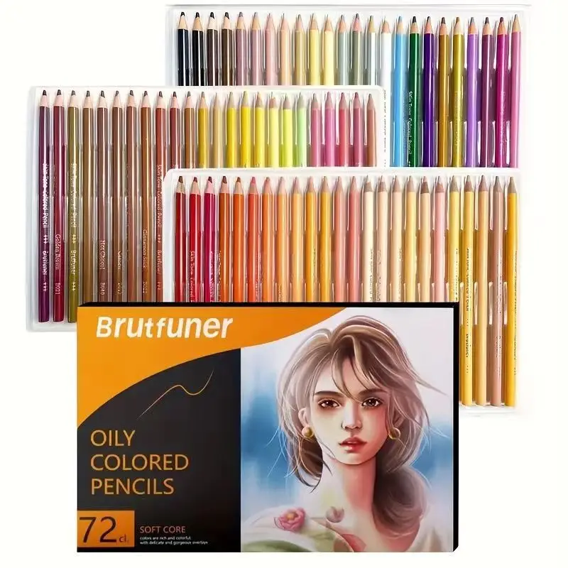 

Brutfuner 26/50/72pcs Oil Colored Pencil Paper Box Set Soft Sketch Painting Pencil School Art Supplies Artist Coloring Set