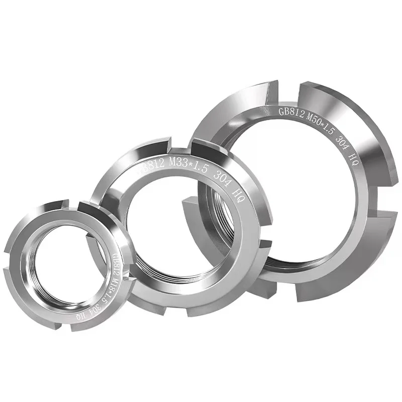 Écrou rond à quatre fentes en acier inoxydable GB812 304, 1 pièce, pour clé à crochet  13