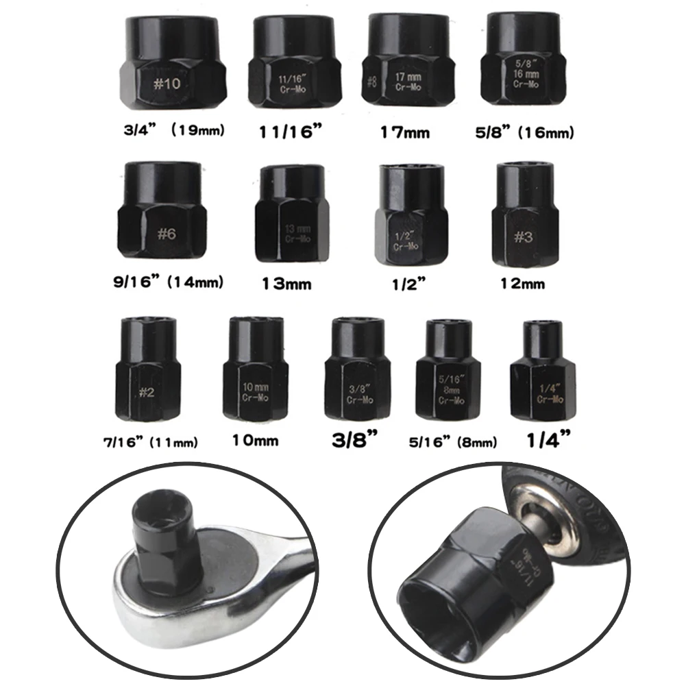 

13 Pcs Nuts Remover Set Bolt Extractor Tool 3/4-1/4'' For Electric Drill Ratchet Wrench Power Tool Accessories Auto Repairing