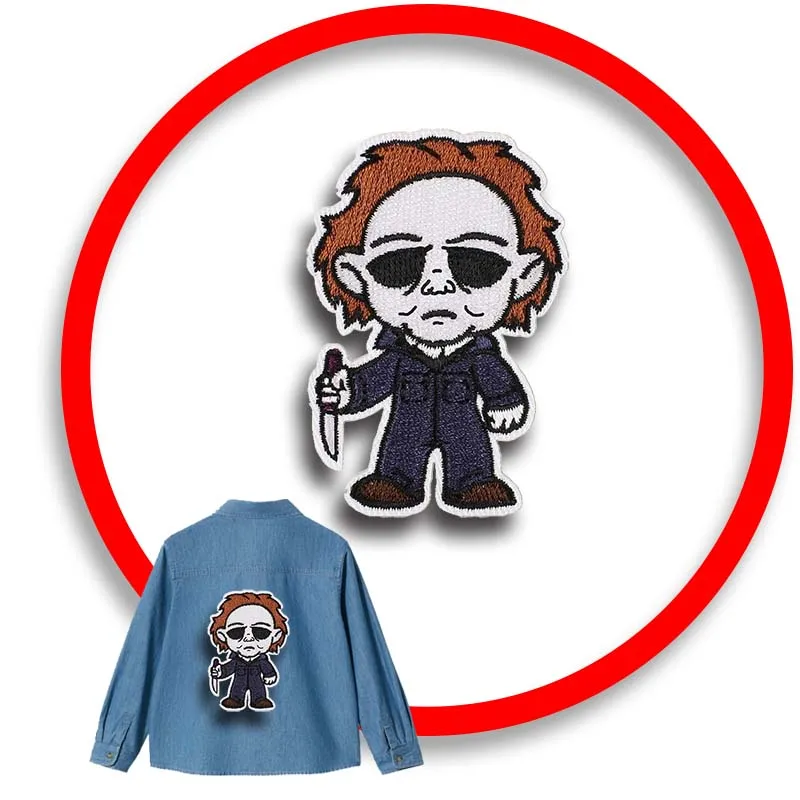 

1pcs Patch Stickers Iron On Patches for Clothing Sewing Halloween Ghosts Embroidery Fusible Applique Badge Bag Decoration Stripe