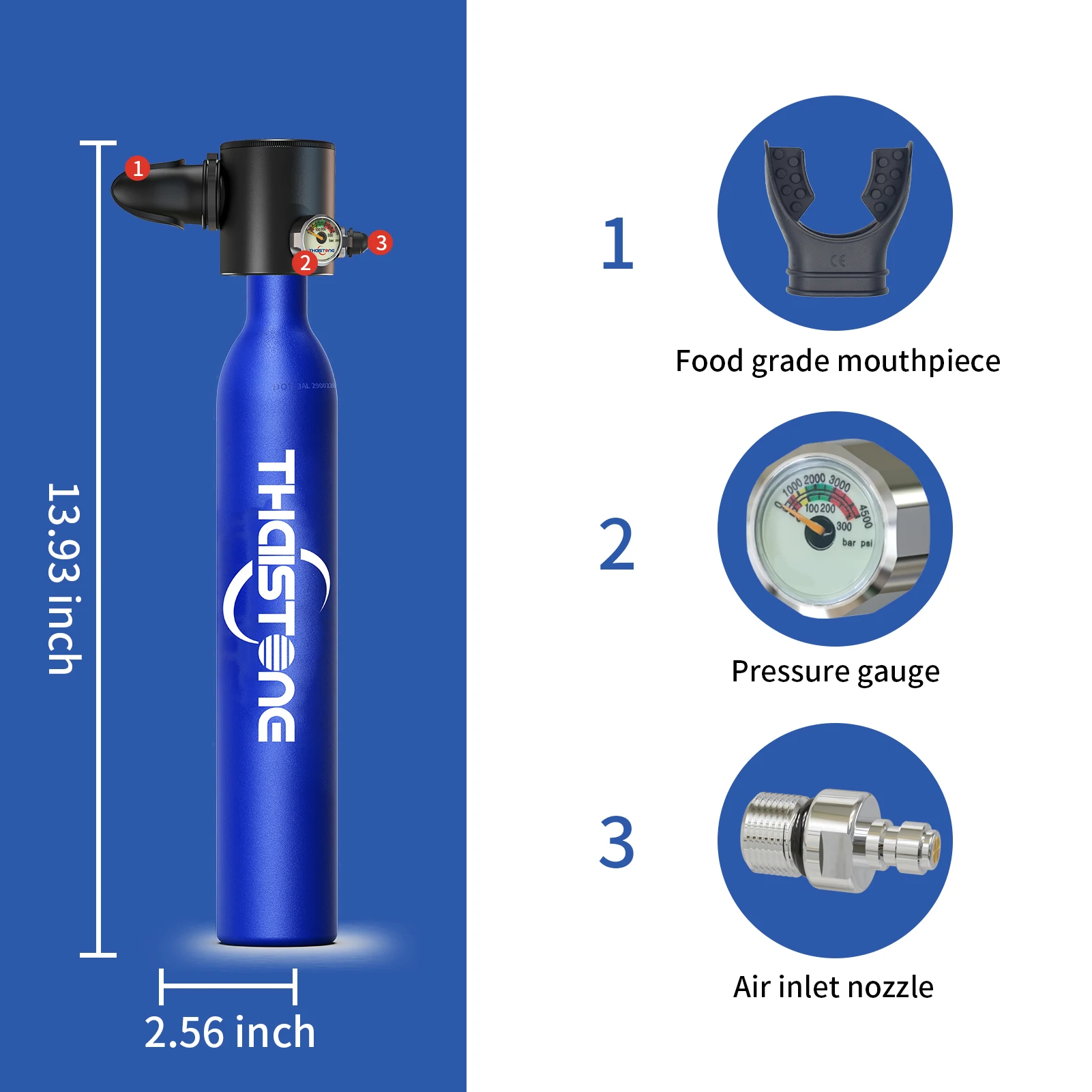 TAIITONEE-Mini Scuba Diving Oxygen Cylinder 0.5L 5-10 Minutes Underwater Breathing Respirator