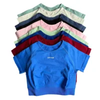 Impact Crop Top with Logo Women's Short Sleeve Yoga Top Shirts Light Weight Gym Crop Top Seamless Sports Shirt Cycling Tops 2