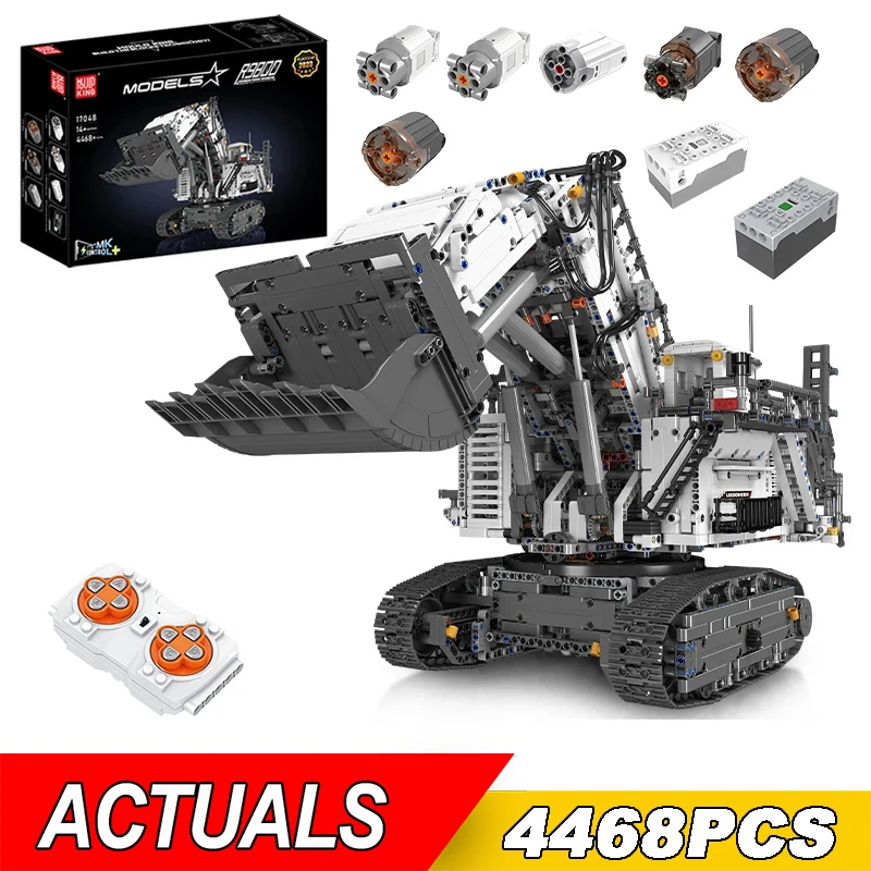 MOULD KING 17048 Technical Lieboherr R 9800 Excavator Remote Control Building Blocks APP Crawler Excavator Bricks