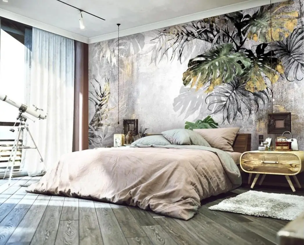Custom Wallpaper rainforest turtle back bamboo banana leaf plant background wall painter house decoration Muras 3D Wallpaper