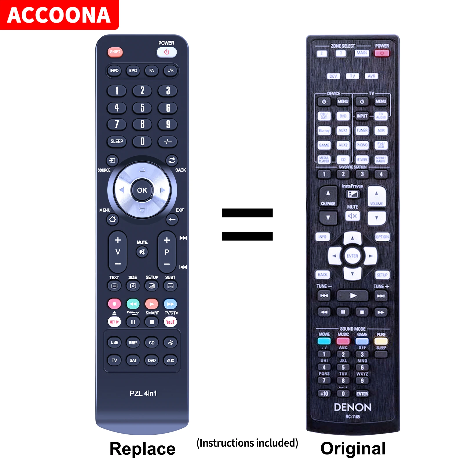Telecomando di ricambio RC-1158 per ricevitore AV Surround Denon AVR-1311 DHT1312 AVR-1312 DHT-1312BA AVR1312 DHT1312BA