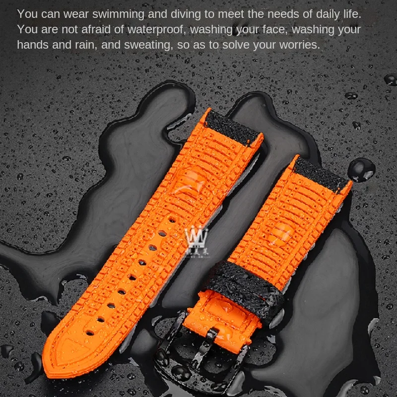 Nylon Yellow Rubber Waterproof Wristband Strap - Men's Watch Strap, Various Sizes Available