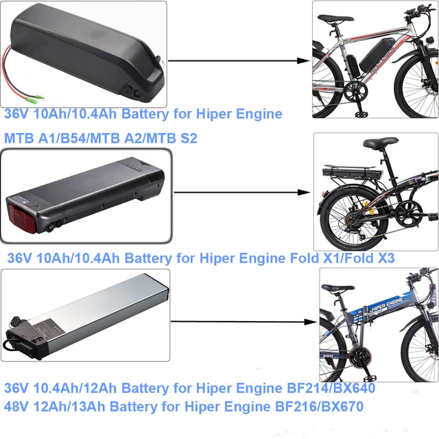 Batterie lithium-ion pour moteur de vélo électrique, 36V, 10,4 Ah, 12Ah,  48V, 13Ah, Hiper, VTT, A1, A2, Ltd, B54, BF214, BX640, BF216, BX670 -  AliExpress