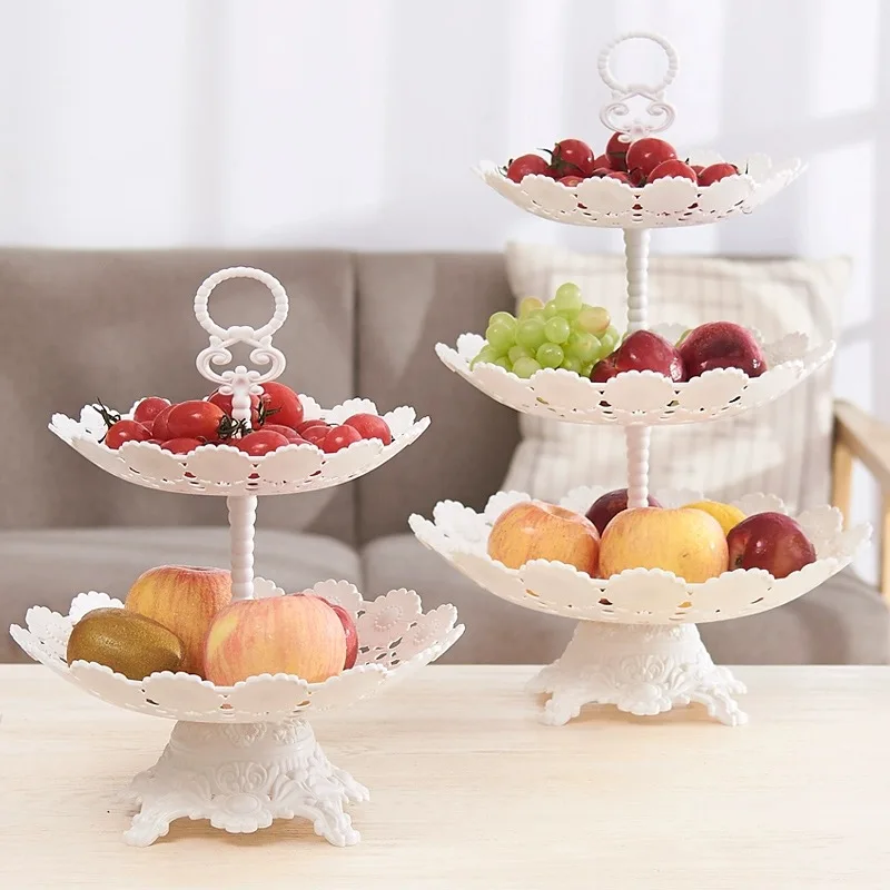 Dessert Cake Stand 1 Set Cake Tray Cake Stand Three Layer Fruit Tray Cupcake Display Stand Creative Display Plastic Dried Fruit