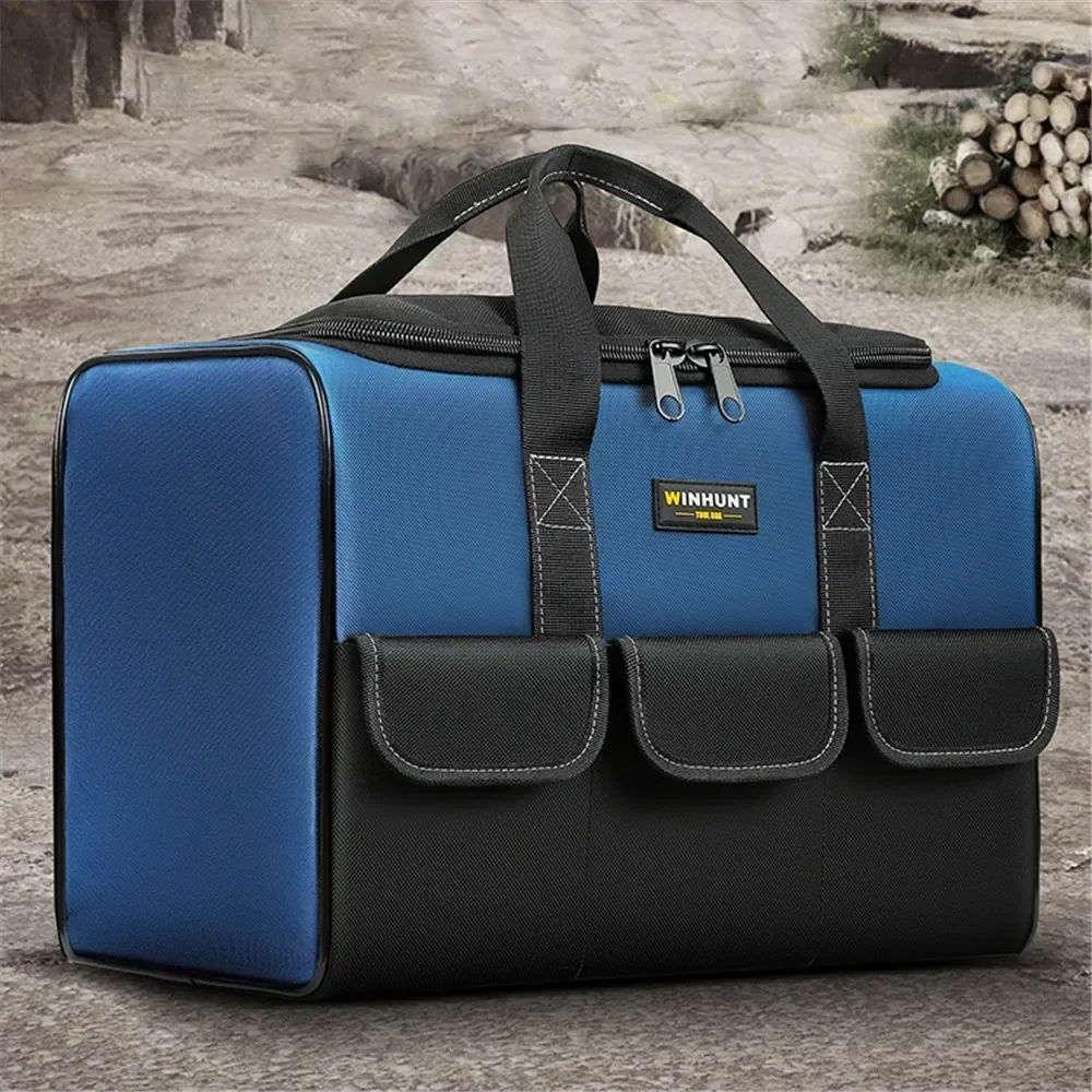 1680D Oxford Cloth Square Tool Bag with Waterproof Multi Pockets Tool Organizer Pouch Electrician Tools tool bag tool bags tool kit bag electric tool bag electricians pouch storage bag tool case 30% More Capacity
