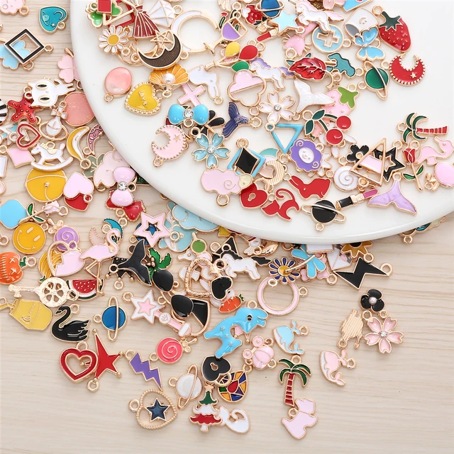 30/50/100pcs Random Mix Cute Floating Charms For Jewelry Making Supplies Diy  Lockets Components Flowers Heart Charm Accessories - Charms - AliExpress