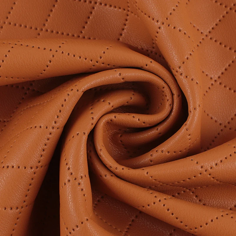91x132cm Plaids Embossed Faux PU Leather Fabric Grids Checks Pattern Synthetic Leather Fabrics Sheets for DIY Creative Clothing