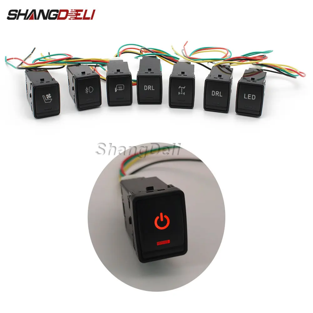 1PcCarLEDDRLFogLightSwitchRearviewMirrorHeatedControlSwitch
