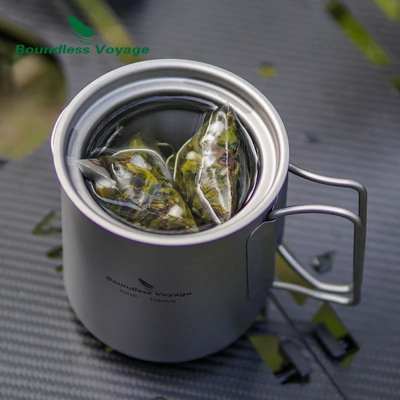 

Boundless Voyage 500ml Titanium Teapot Cup Set with Filter Single Layer Coffee Tea Maker Drinking Mug Portable Cookware Teaware