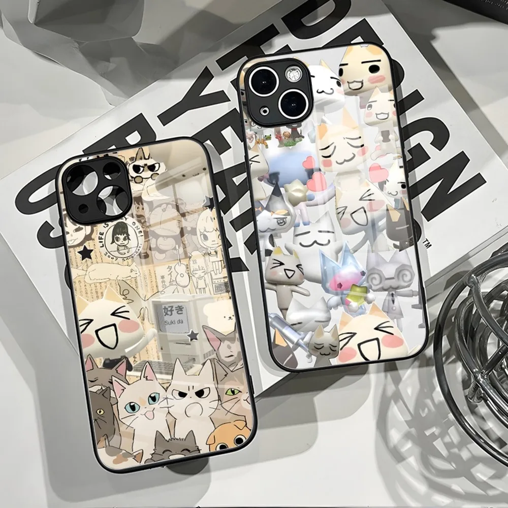 Cute Toro Inoue Cat Phone Case For Iphone 14 Pro Max 15 Pro 12 11 13 Mini X Xr Xs 8 7 Plus Se Tempered Glass Back Cover