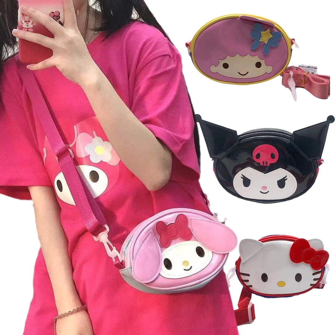 

Anime Kawaii Sanrios Kuromi My Melody Cartoon Kids PU Messenger Shoulder Bag Mobile Wallet Purses Bags Doll Toy Birthday Present