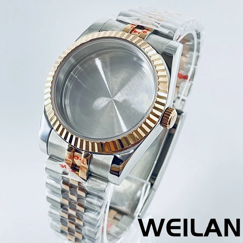 Premium Silver & Gold Waterproof Watch Case with Sapphire Crystal